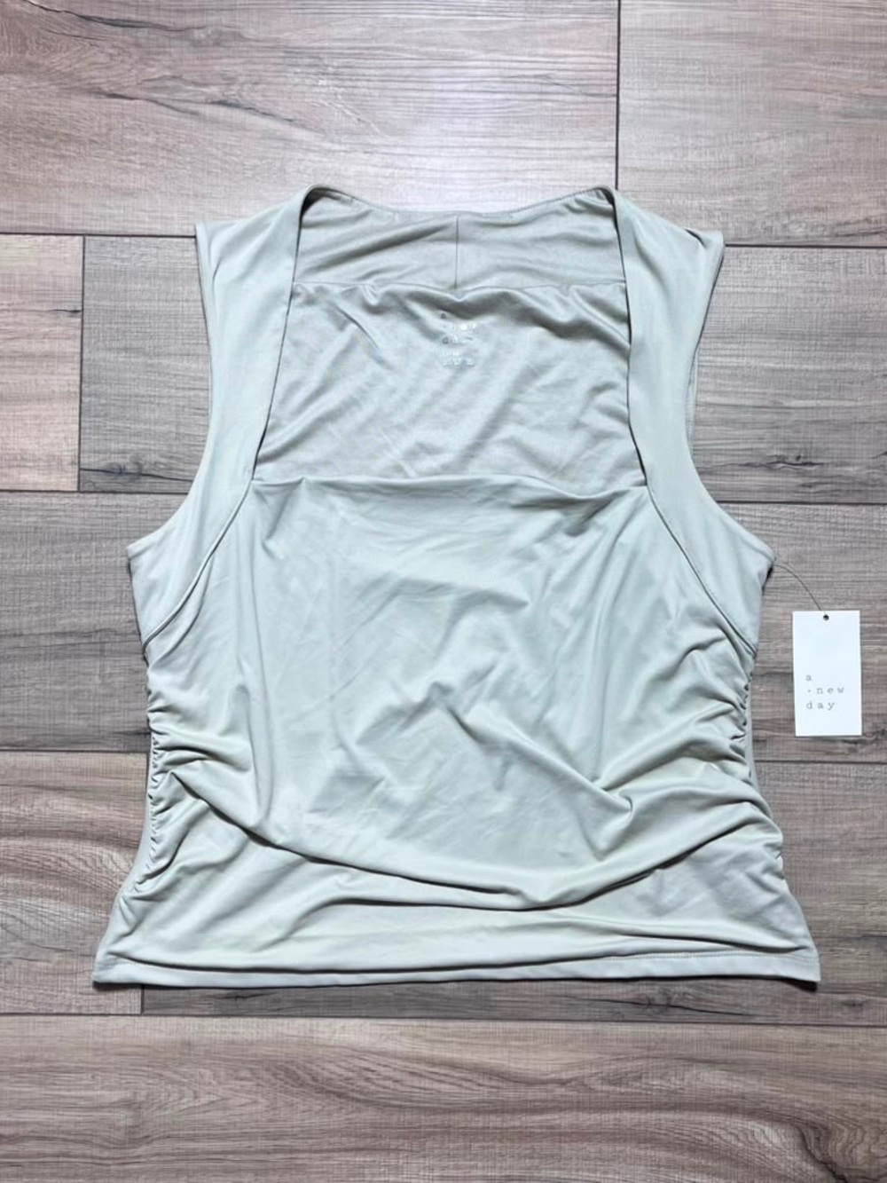 A New Day Womens Ruched Fitted Tank Top Size Large Light Green